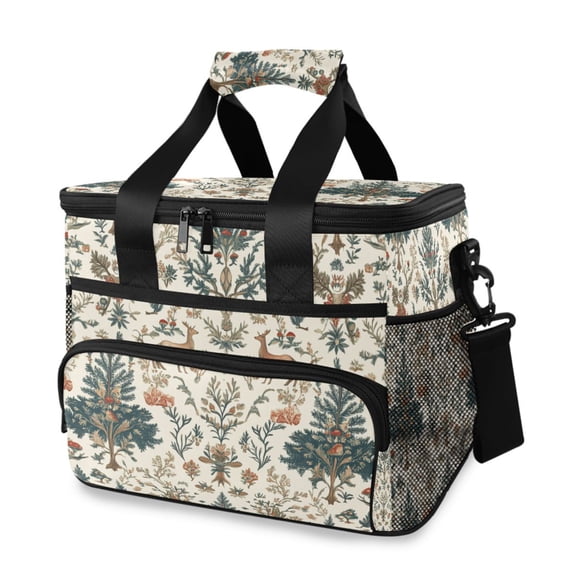 Deer and Pine Print Insulated Lunch Bag 15L Cooler Box for Women Men Work Camping Beach Travel