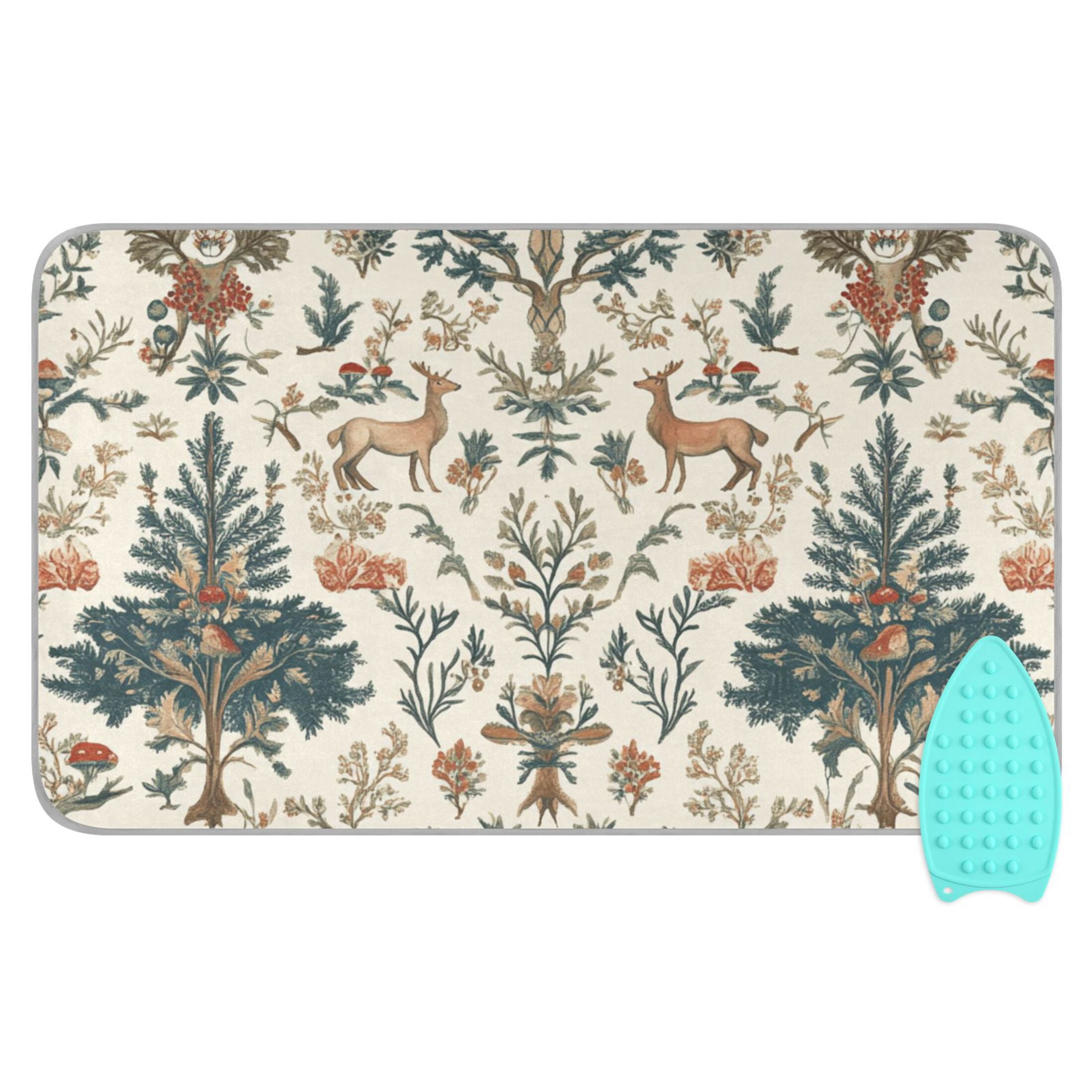 Deer and Pine Print Ironing Mat Blanket for Table Top Travel Portable Ironing Board Pad 47.2x27.6 Inch