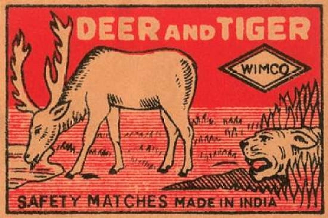 Deer and Tiger Safety Matches Canvas Art - Phillumenart (24 x 36)
