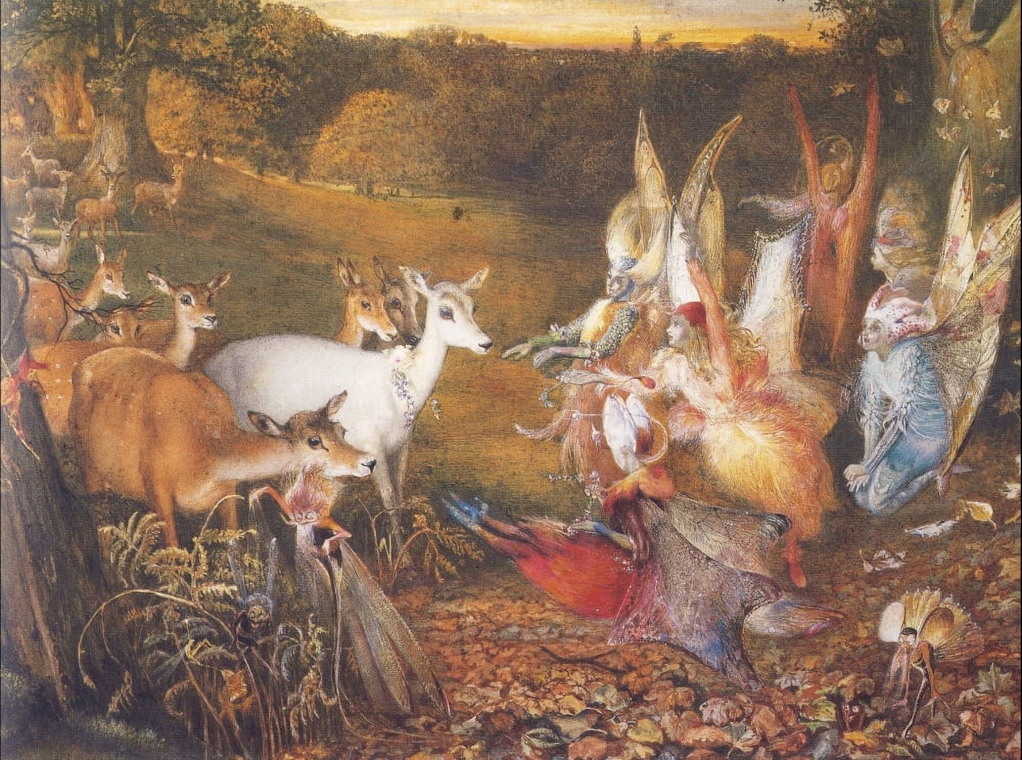 Deer & fairies Canvas Art - John Anster Fitzgerald (18 x 24)