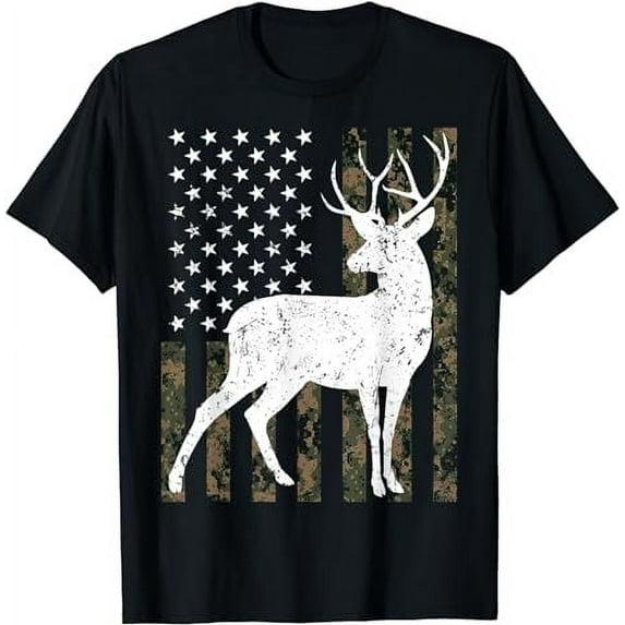 Deer hunting Tshirt Camouflage USA Flag Gift for Hunter