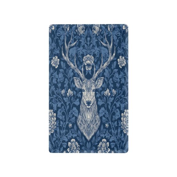Deer in Blue Florals Decorative Wall Plate, Flame Retardant PC Plastic Light Switch & Outlet Cover with Mounting Screws Fits Blank Unused Outlet
