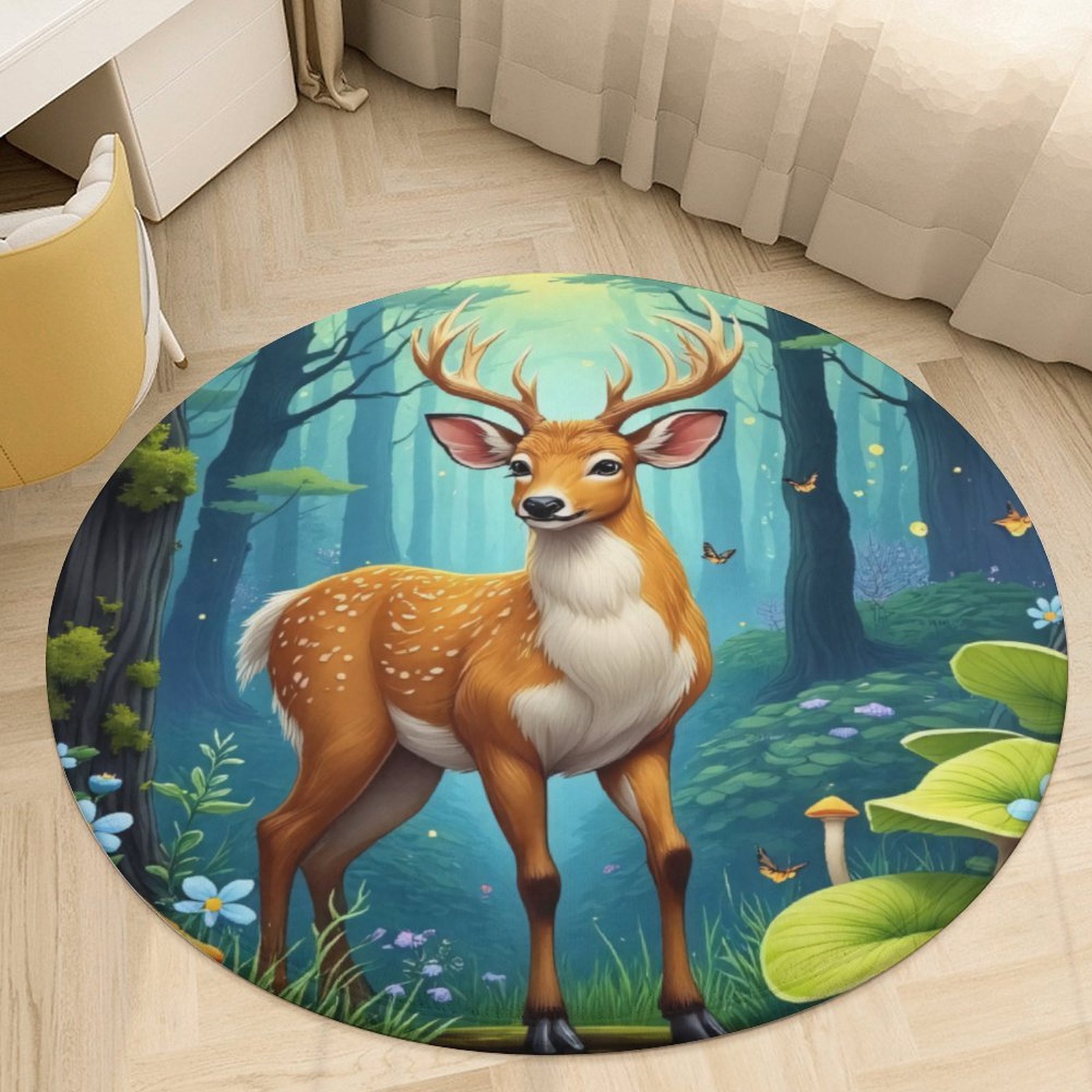 Deer Autumn Glade Round Carpet NCU0HH828