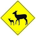 thumbnail image 1 of Deer with Fawn Graphic Crossing Wildlife Animal Caution Xing Hunter Novelty Road Wall Décor Diamond Metal Aluminum 12"x12" Sign, 1 of 4