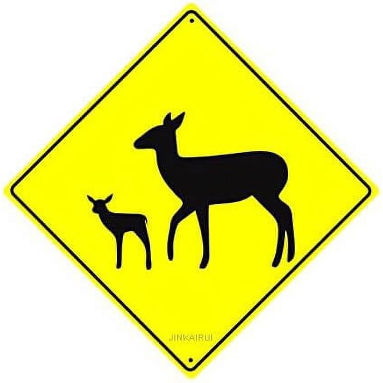 Slow Deer Crossing Novelty Metal Sign - 12x12 Inch Diamond-Shaped Aluminum, Yellow, Weatherproof