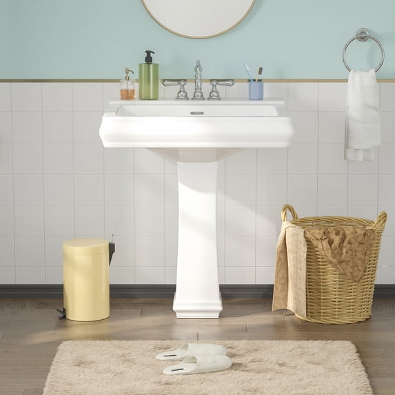DeerValley 26" Height Cemamic Rectangular Pedestal Sink with Overflow in White DV-1P521