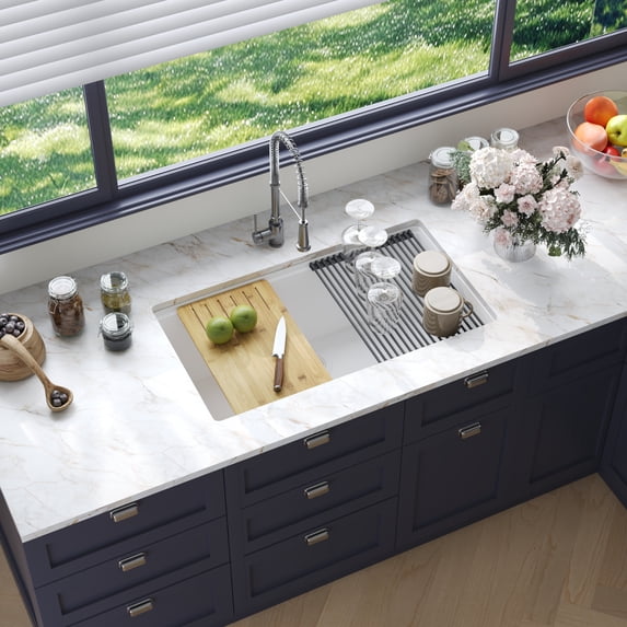 DeerValley 33" X 19" Granite Composite Kitchen Sink Matte White ...