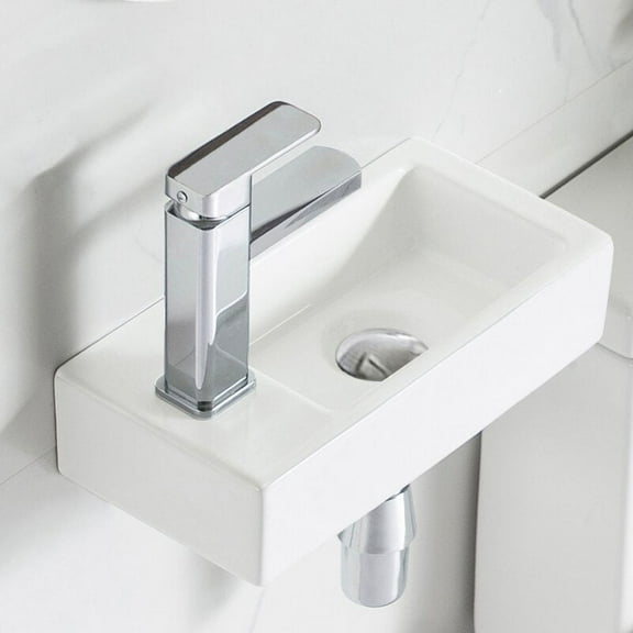 DeerValley Ceramic Rectangular 7'' Wall Mount Sink for Bathroom,White ,DV-1V081L