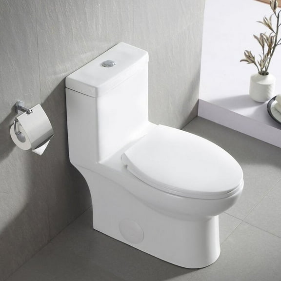DeerValley DV-1F52816 One Piece Toilet Ceramic 1.28 GPF Dual Flush Elongated Standard Toilets in White