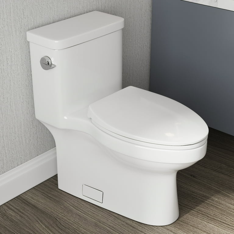 Dual Flush 1-piece 1.28/1.6 GPF Elongated One Piece Toilet with Soft Closing Seat