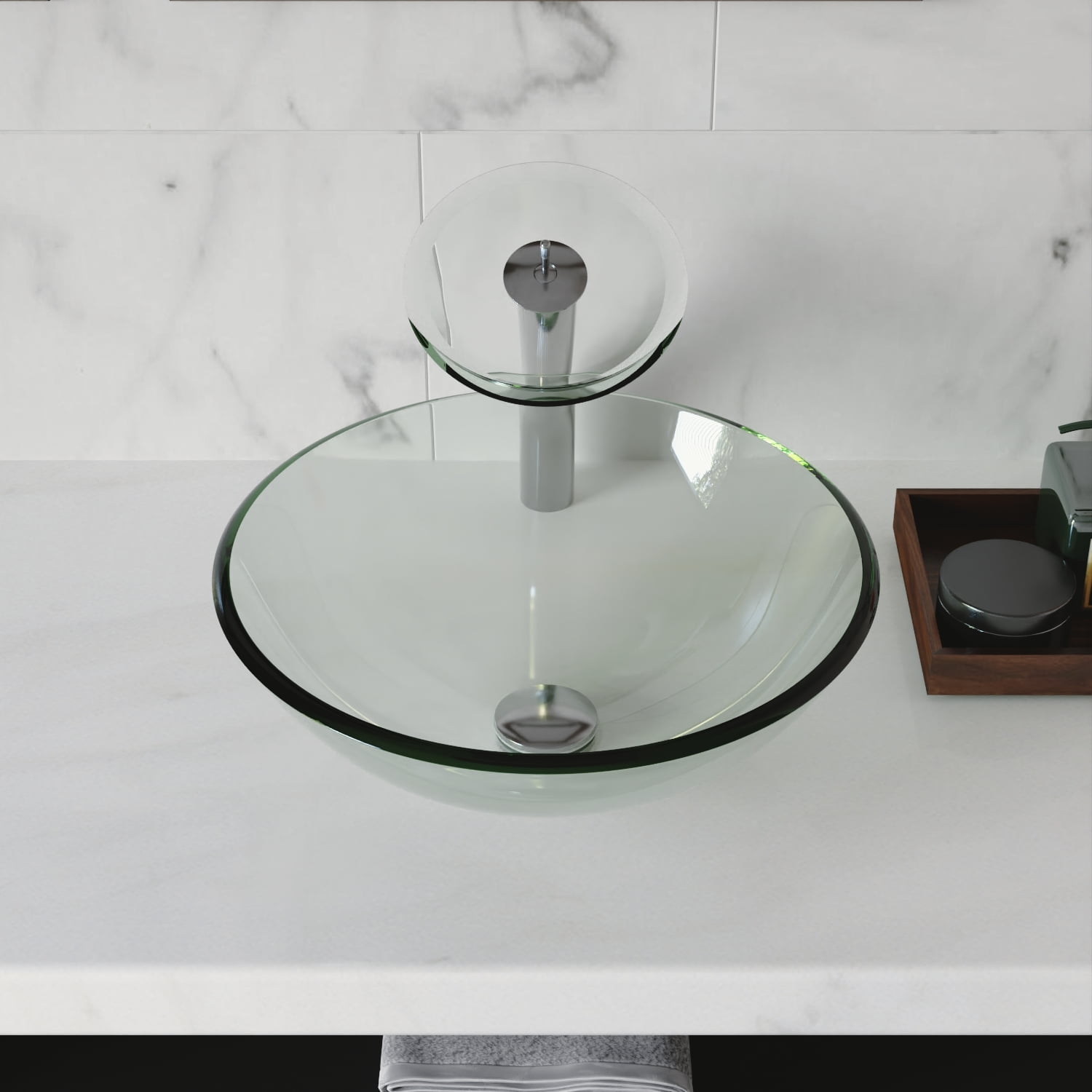 Crystal Clear Glass Circular Vessel Bathroom Sink