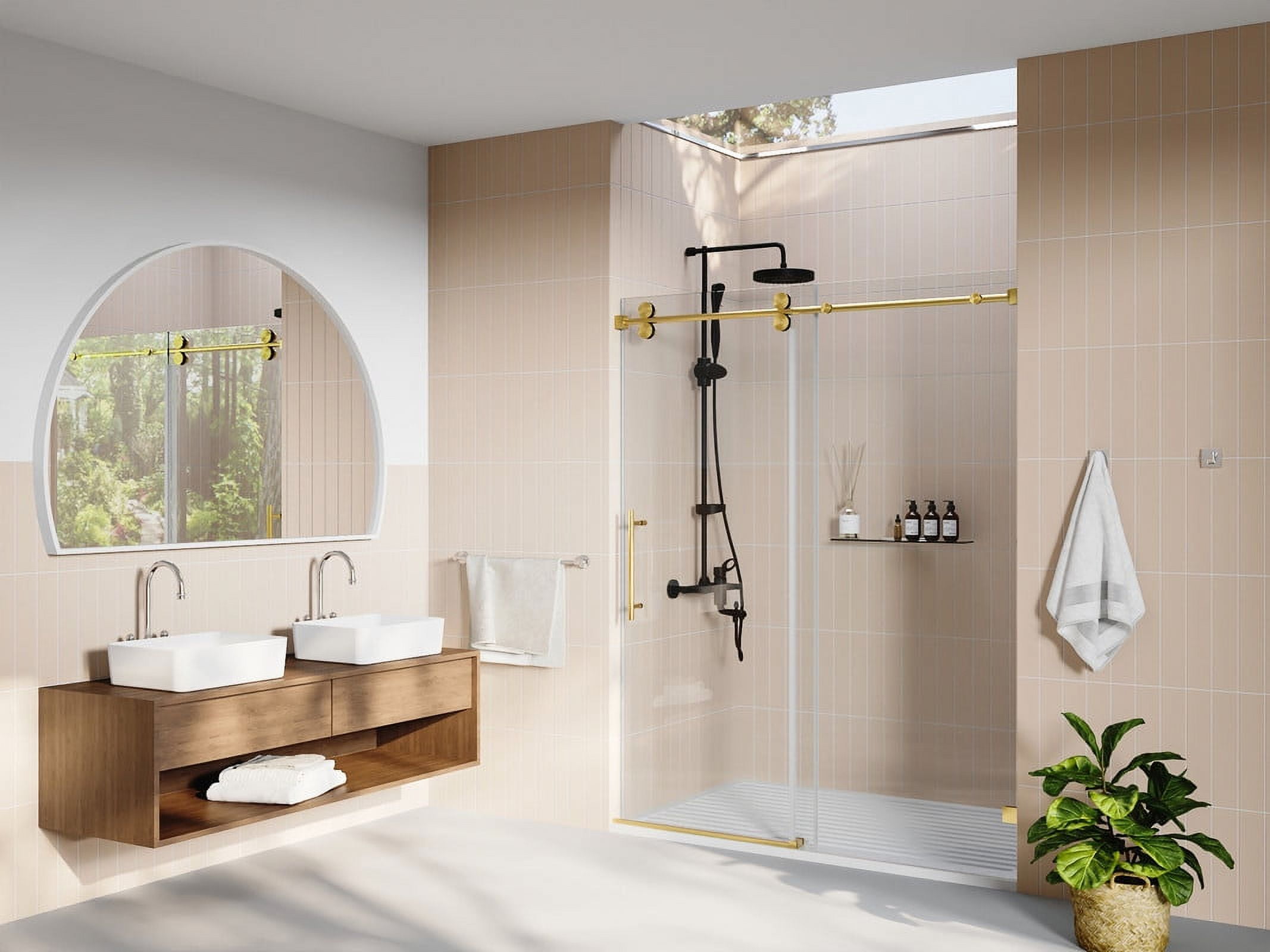 Concord 60" Gold Frameless Sliding Shower Door with Tempered Glass