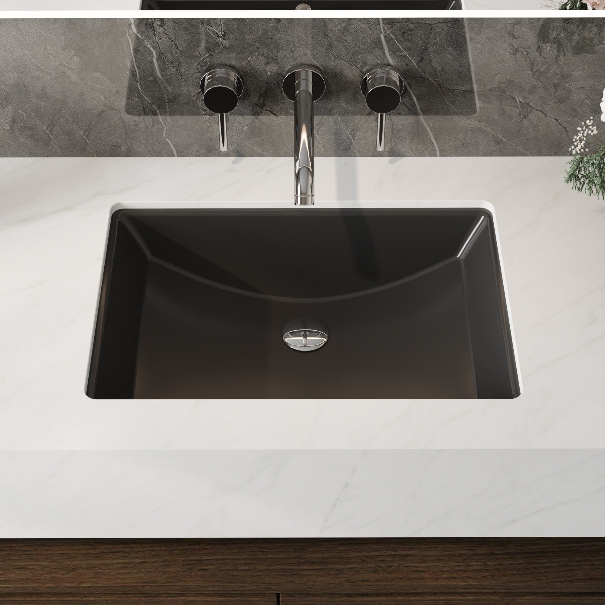 DV-1U0086 DeerValley Ally 21" x 15'' Undermount Bathroom Sink, Rectangular Bathroom Sink with Overflow