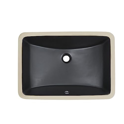 Matte Black Ceramic Rectangular Undermount Bathroom Sink with Overflow