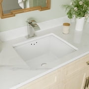 DeerValley DV-1U307 Ceramic Undermount Bathroom Sink 16 inch Rectangular High-Gloss with Overflow Hole 16" x 14" x 7"