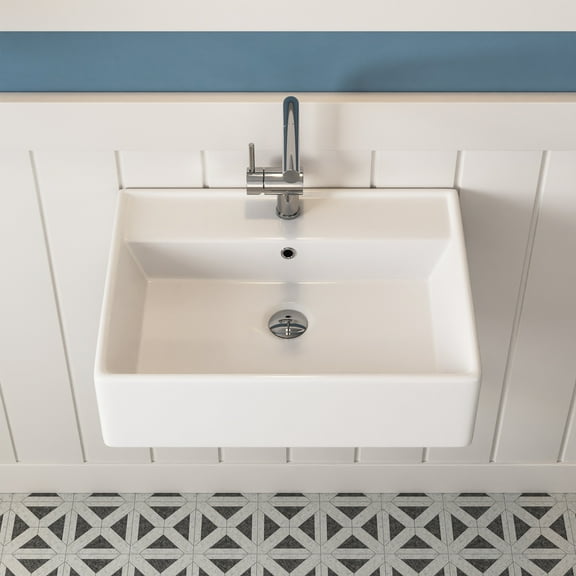 DeerValley DV-1WS0127 23" x 18" White Rectangular Vitreous China Wall Mount Bathroom Sink with Overflow