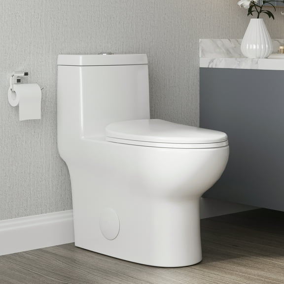 DeerValley Dual Flush Elongated 0.8/1.28GPF Water Efficient One-Piece Standard-Size Toilet (Seat Included)