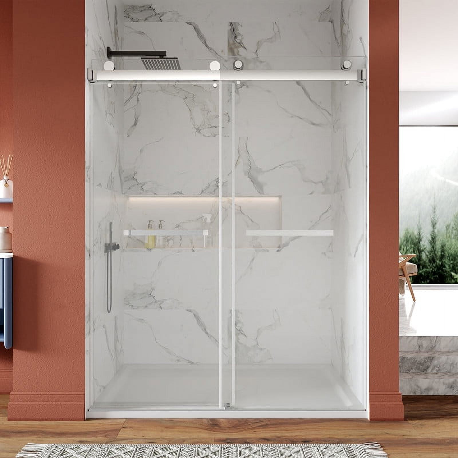 Concord 60" Frameless Sliding Shower Door with Chrome Finish