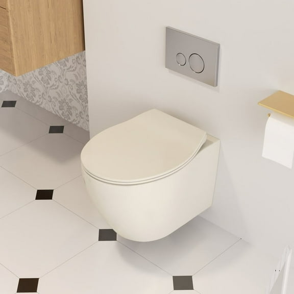 DeerValley Liberty 1.59 GPF Elongated Wall Hung Toilets Included Seat Bone