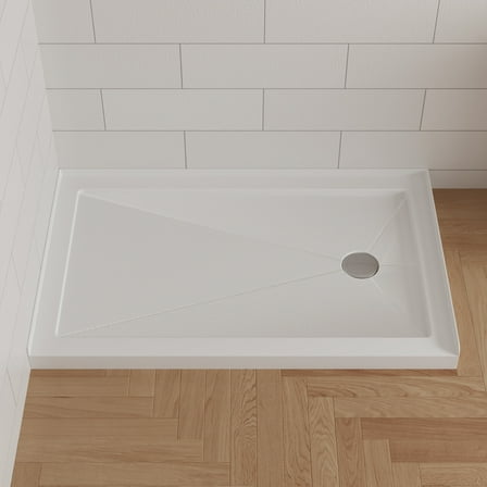 DeerValley Rectangular 48 in. L x 30 in. W Acrylic Alcove Shower Pan Base with Right Drain in White