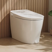 DeerValley Smart Bidet Toilet, Elongated Non-Electric One Piece Toilet with ADA Chair Height, Dual Nozzle Front & Rear Wash, Foot Kick Flush, Self-Cleaning Nozzle, 1.28 GPF, 12" Rough In, 1.28GPF