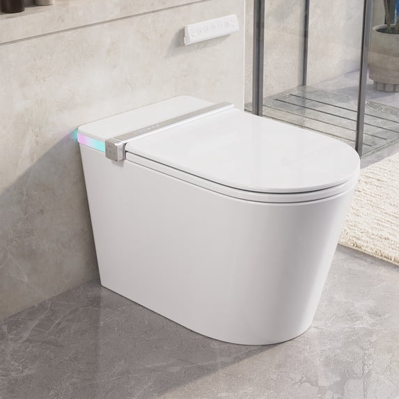 DeerValley Smart Bidet Toilet: Kids Mode, Foam Shield, Built-in Tank & Pump for Low Pressure, 17.5" ADA Height and LED Display in White DV-1S0360