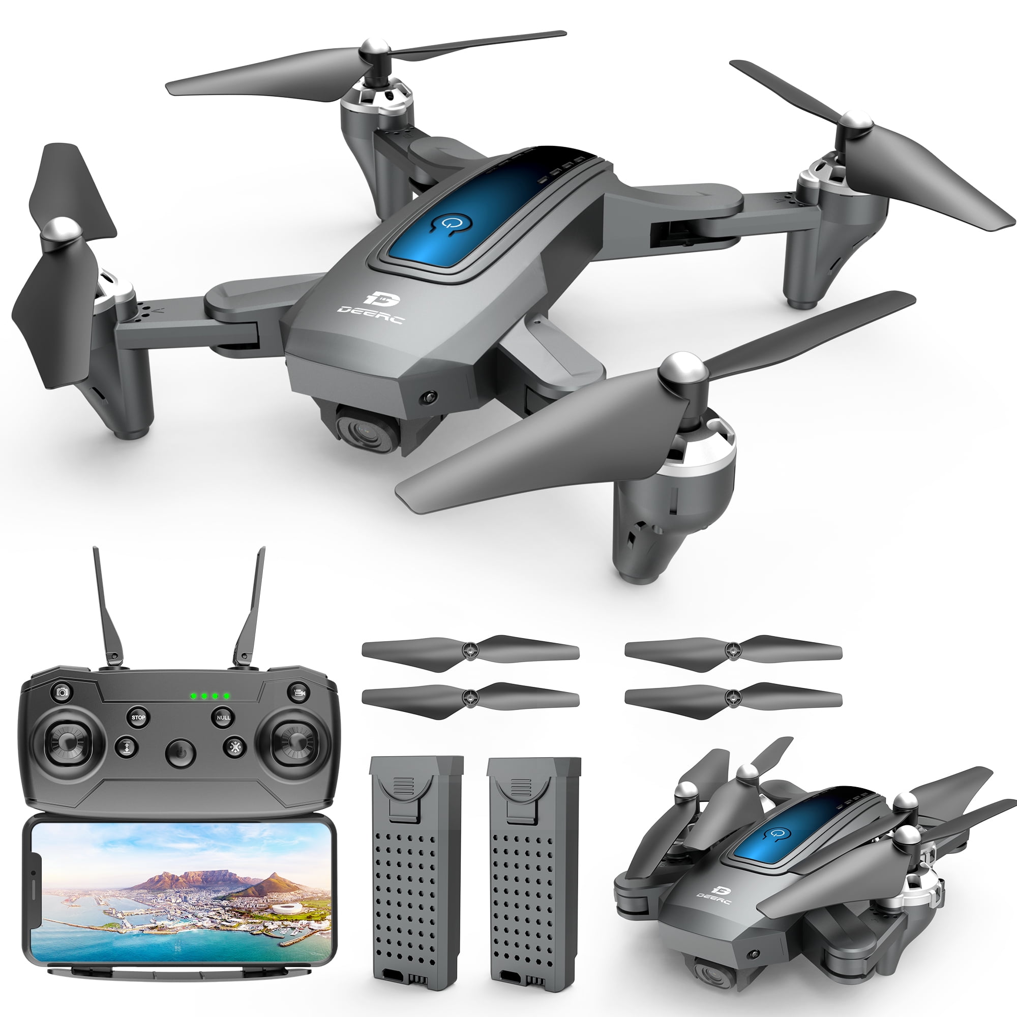 Deerc D10 Drone with Camera for Adults, 1080P FHD FPV Live Video, Gravity  Control, Altitude Hold, Headless Mode, Waypoints Functions, with Carrying