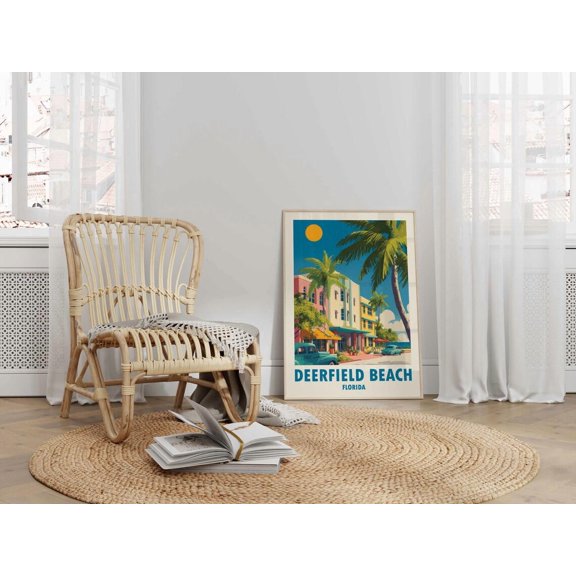 Deerfield Beach Travel Wall Art Print, Coastal Decor Unframed Paper Print
