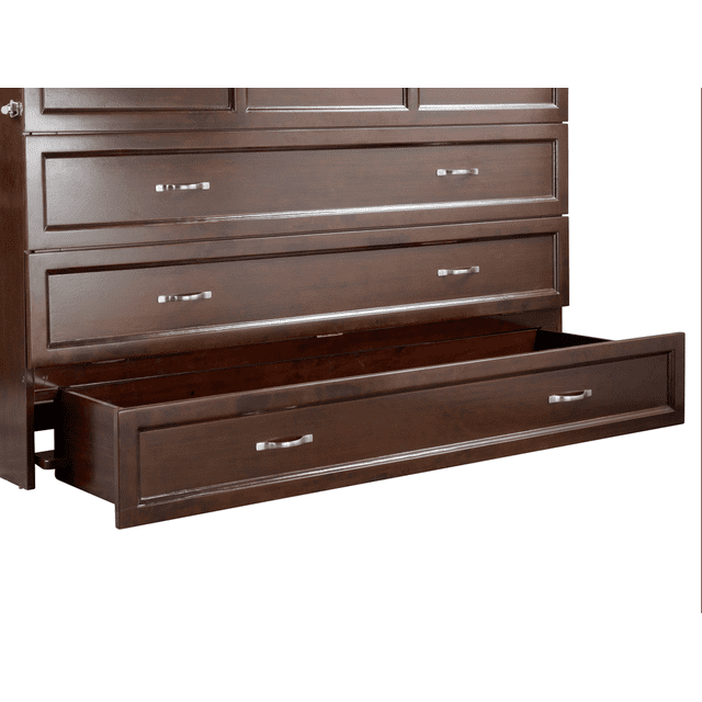 Deerfield Murphy Bed Chest Queen Antique Walnut with Charging Station ...