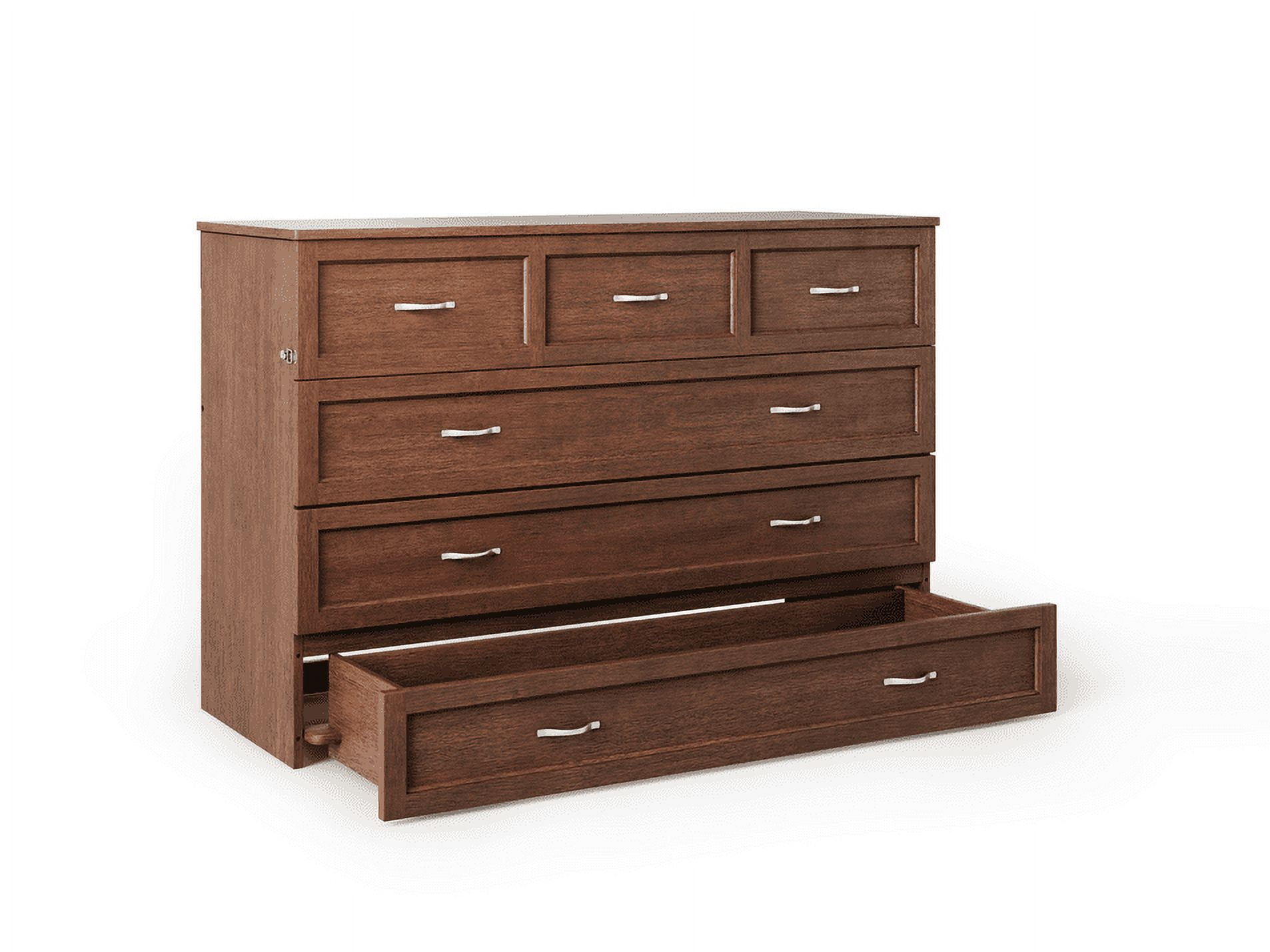 Burnt Amber Queen Murphy Bed Chest with Charging Drawer