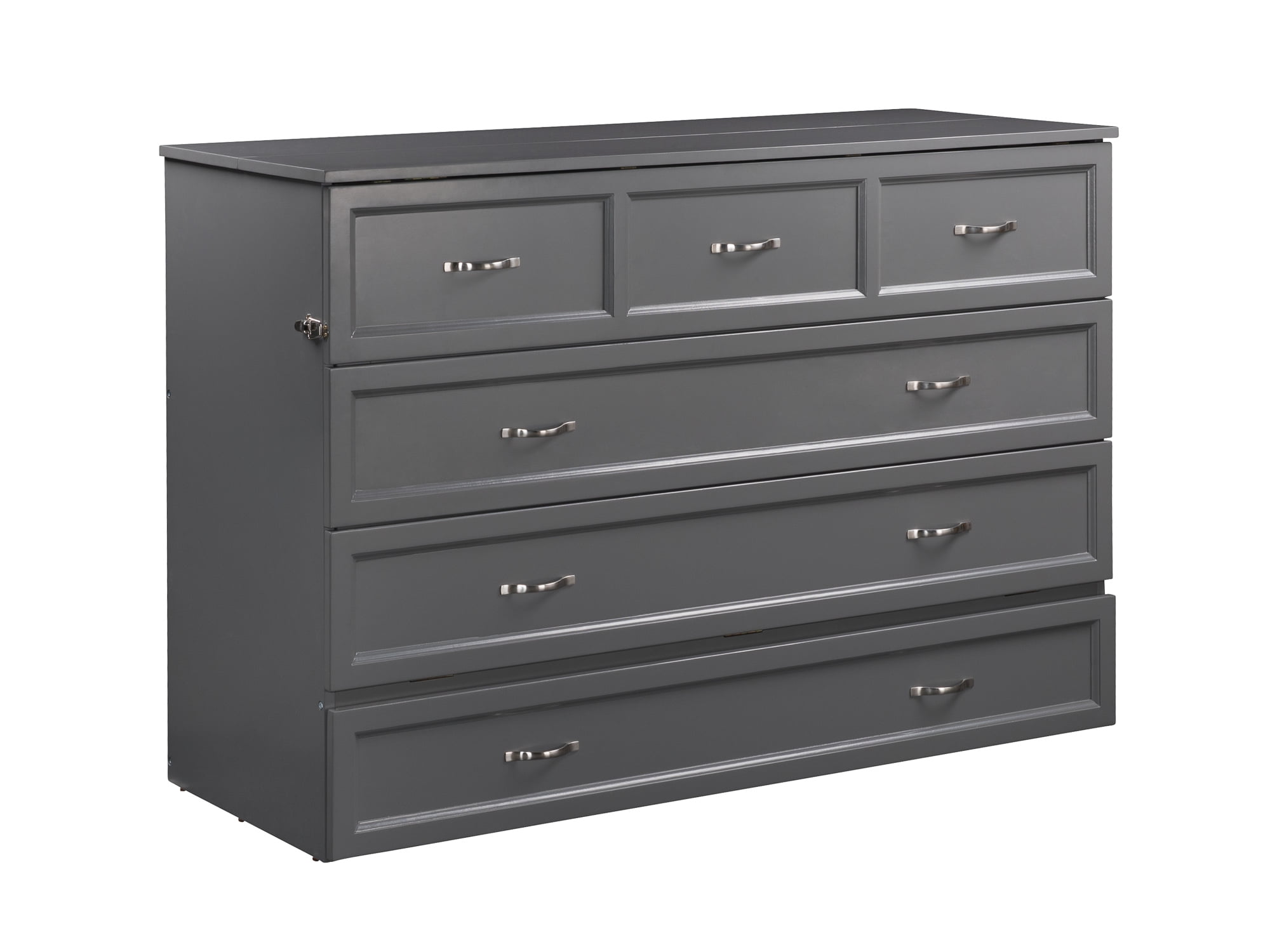 Deerfield Gray Farmhouse Queen Murphy Bed Chest with Charging Station