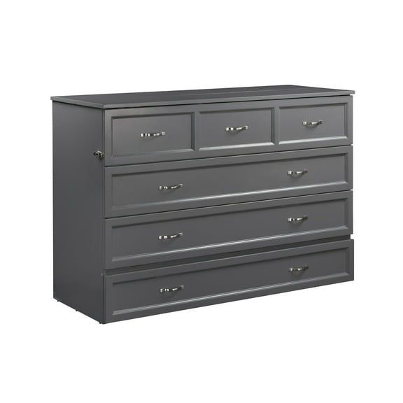 Deerfield Murphy Bed Chest Queen Grey with Charging Station