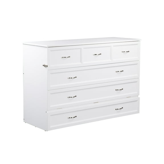 Deerfield Murphy Bed Chest Queen White with Charging Station