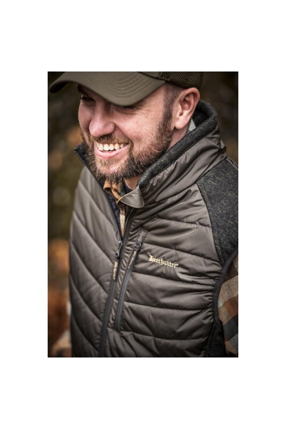 Moor Padded Waistcoat w. Knit Brown leaf XXX-Large Brown