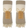 thumbnail image 1 of Deerlux 100% Cotton Turkish Bath Towel, 40 x 70 Diamond Peshtemal Set of 2, Beige, 1 of 8