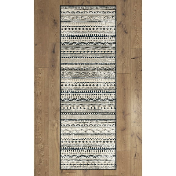 Deerlux Boho Living Room Area Rug with Nonslip Backing, Bohemian Tribal Print Pattern