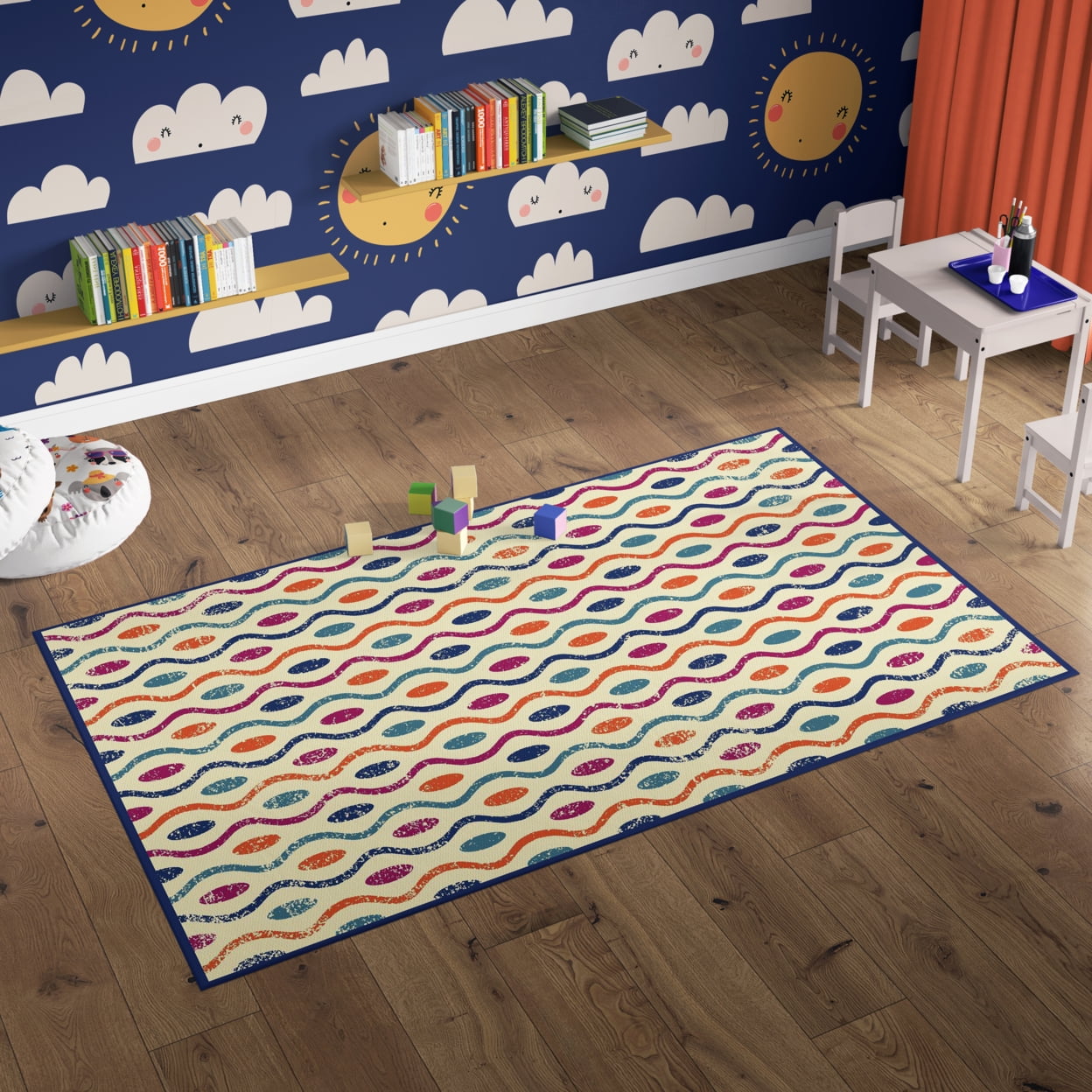 Deerlux Modern Kids Area Rug with Nonslip Backing, Multicolor Dotty ...