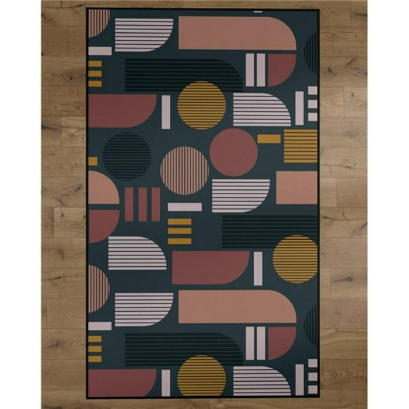 Deerlux Modern Living Room Area Rug with Nonslip Backing, Abstract Geo Pattern, 8 x 10 Ft Large