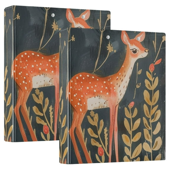 Deers 3 Ring Binders 1.5 inch Hardcover File Folders with Interior Pockets A4 Size Organizer for School Office Hospital Set of 2