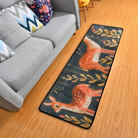 Deers 72×24 inch Runner Rug Non-Slip Pads Ares Rugs Washable for Bedroom Bathroom Living Room