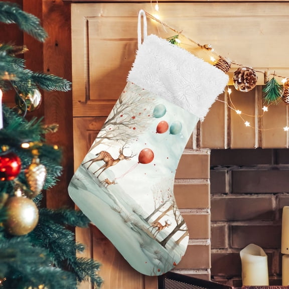 Deers Balloons Trees Christmas Stockings Xmas Stocking for Family Holiday Season Party Decorations