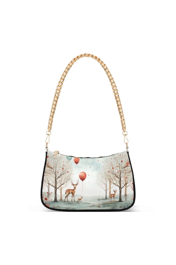 Deers Balloons TreesWomen Small Shoulder Bag Crossbody Tote Hobo Bags Purse Clutch Handbags with Chain Strap for Women