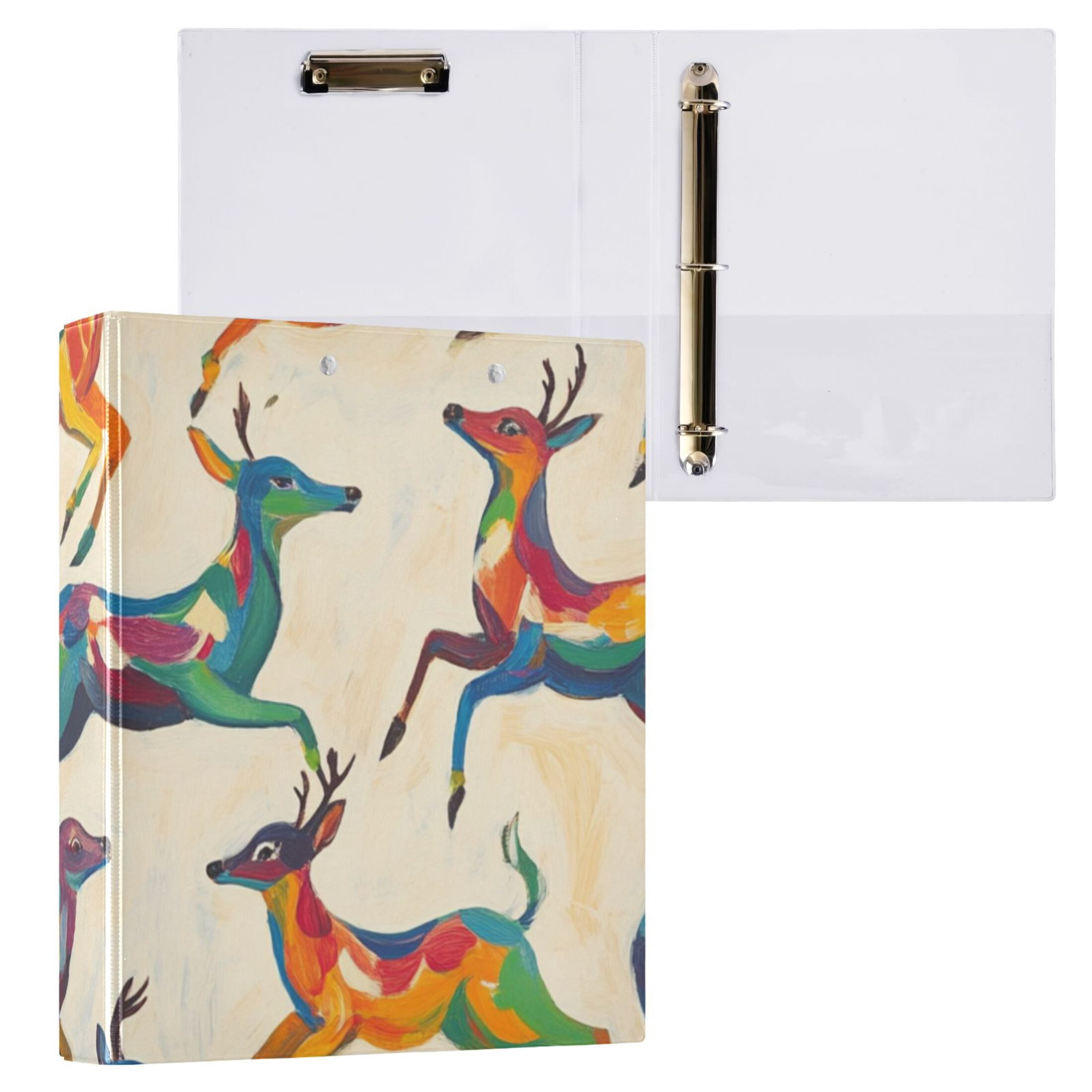 Deers Colorful 3 Ring Binders 1.5 inch Hardcover File Folders with Interior Pockets A4 Size Organizer for School Office Hospital