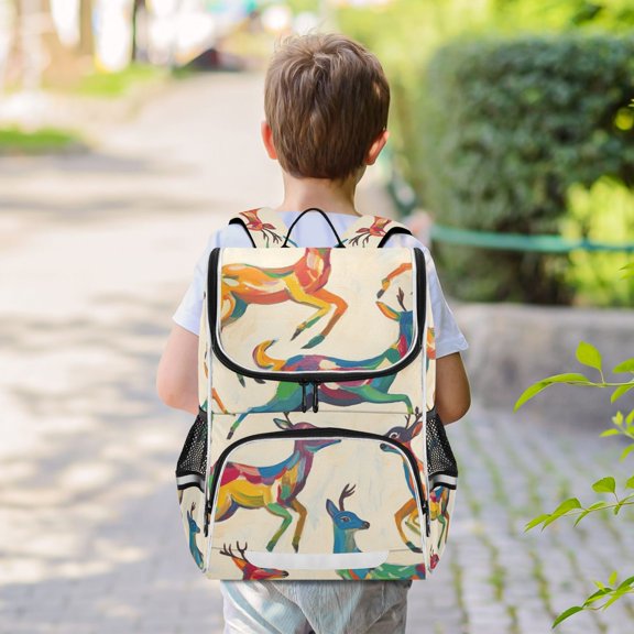 Deers Colorful Backpack Big Laptop Backpack Casual Daypack Quilted Large Capacity Large Bookbags