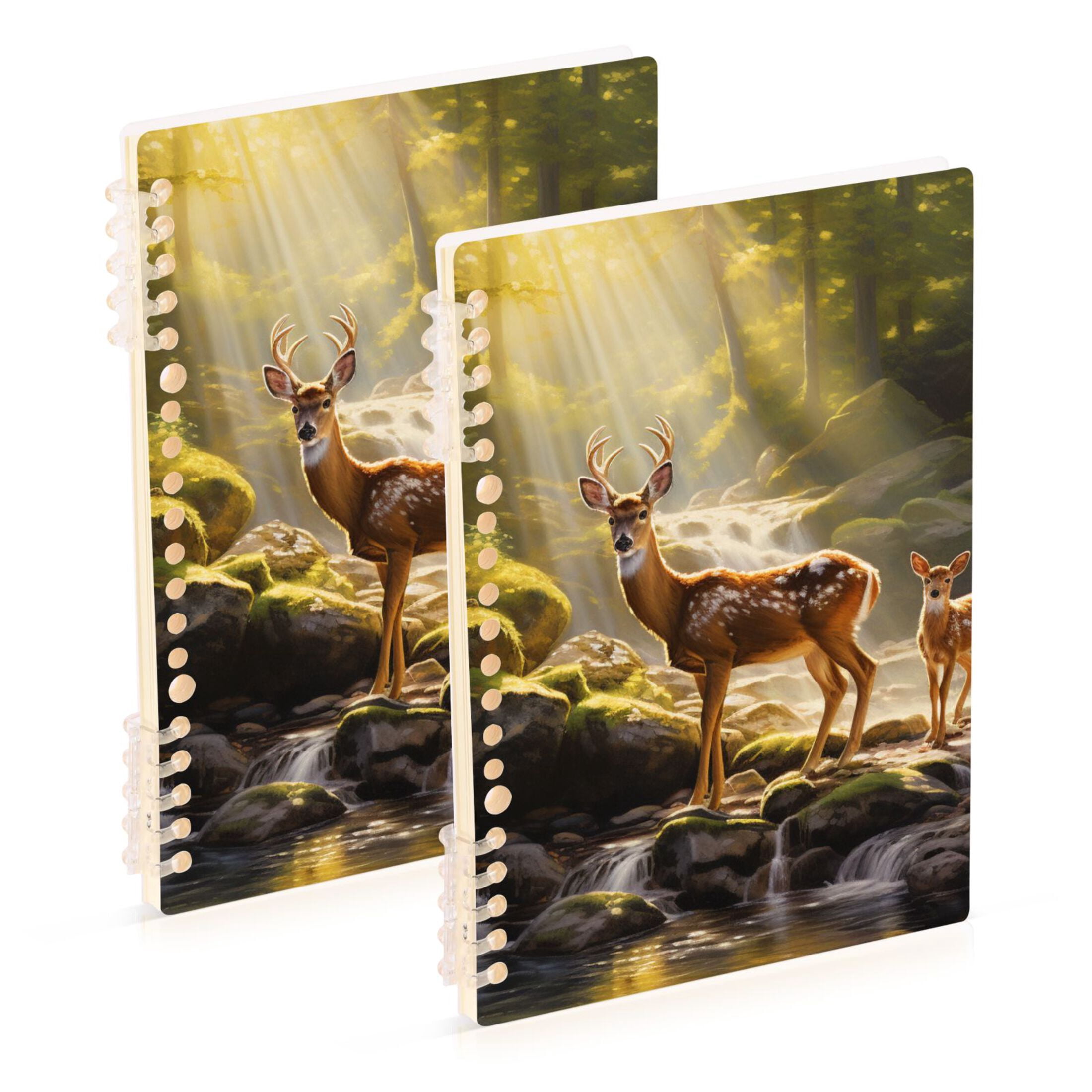 Deers Forest Trees Lake Ring Binder Notebook Journey Note Diary College ...