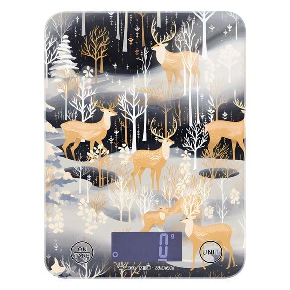 Deers Pines Trees Leaves Food Scale Digital Kitchen Scale Waterproof Tempered Glass Tare Function 11 lb for Baking Cooking Meal Prep