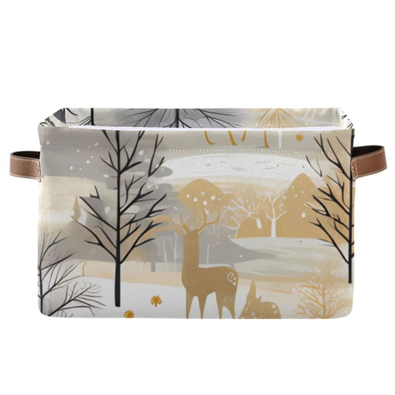 Deers Pines Trees Sun Storage Bins Baskets With Handles Storage Box Clothes Organizer Organization Toys