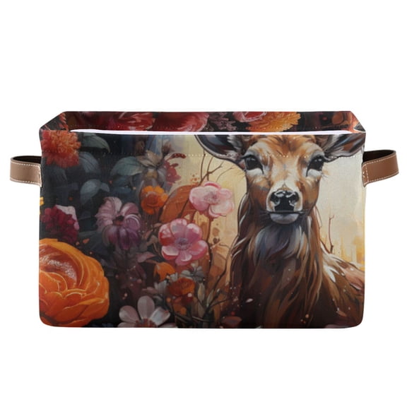 Deers Sun Flowers Storage Bins Baskets With Handles Storage Box Clothes Organizer Organization Toys