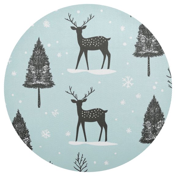 Deers Trees Snowflakes PVC Round Grid Placemat Table Mat 1 Pc 15.4" x 15.4"