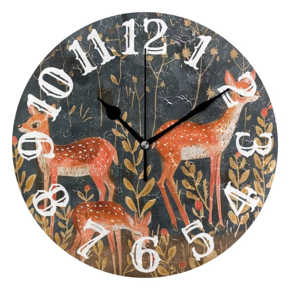 Deers Wall Clock 10 inch Non-Ticking Easy to Read Decorative Clocks for Home Bedroom Living Room